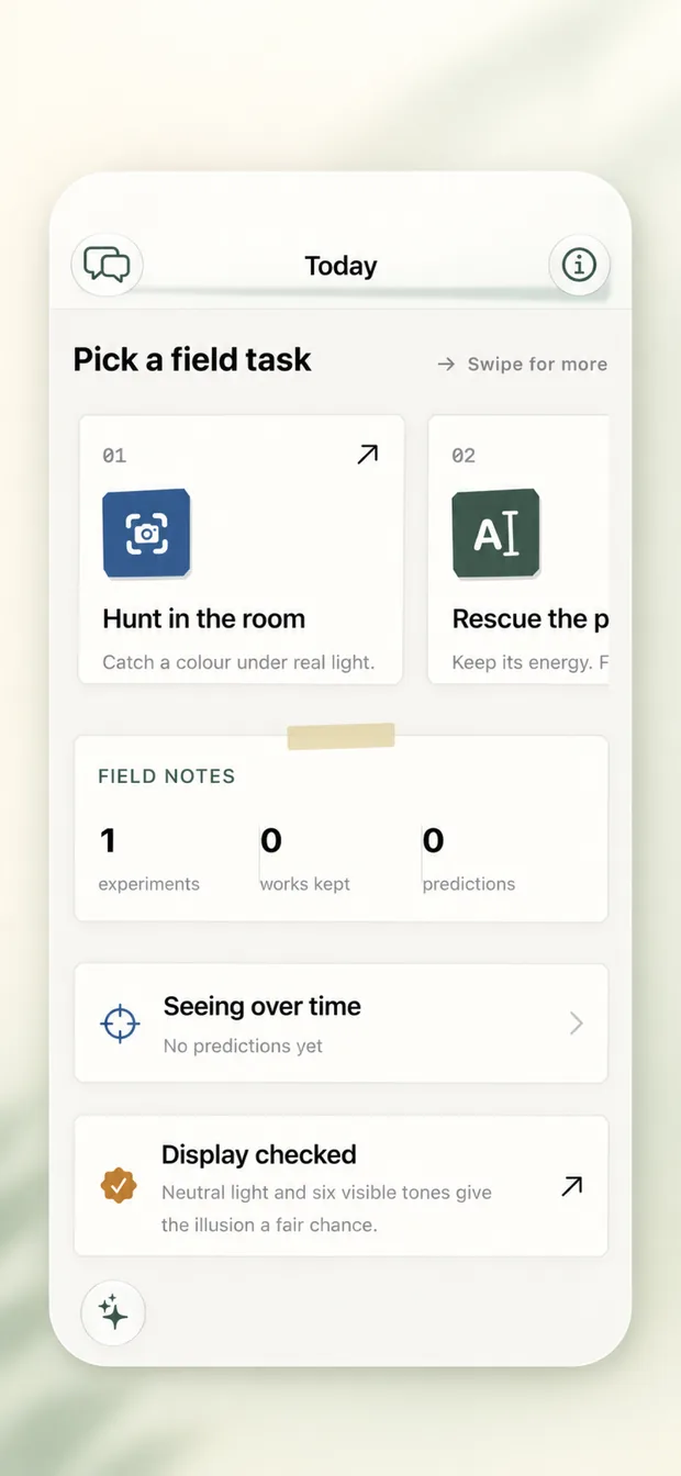 Field tasks: Hunt in the room and Rescue the poster, with field notes below