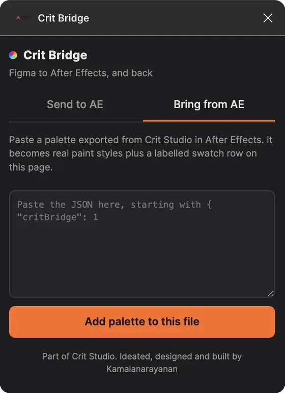 CRIT Bridge Bring from AE tab